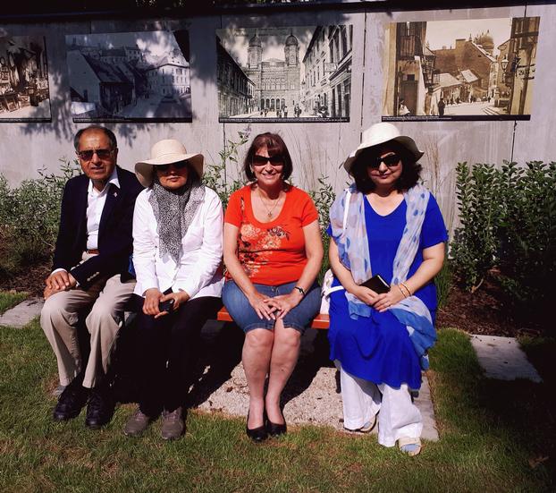 Group photo in synagogue garden