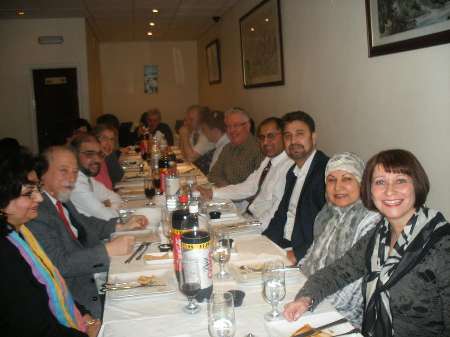Photograph of Muslim Jewish Forum members celebrating Chinese new year in the Pagoda kosher Chinese  restaurant